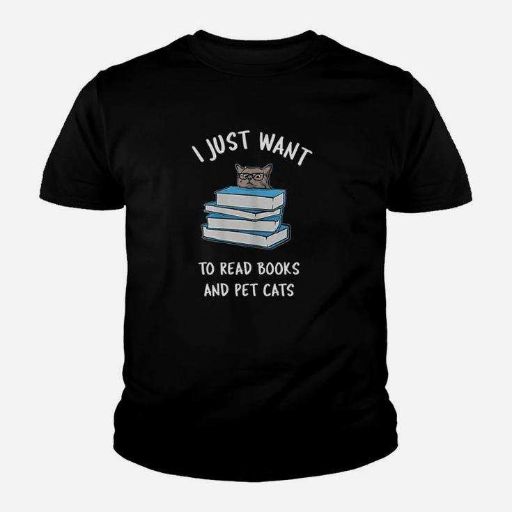 I Just Want To Read Books And Pet Cats Youth T-shirt