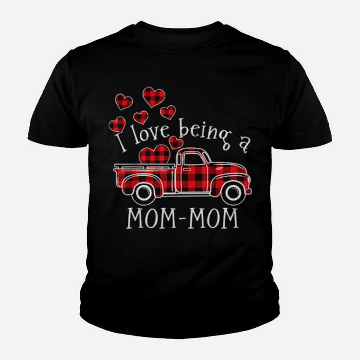 I Love Being A Mommom Red Truck With Heart Valentines Day Youth T-shirt