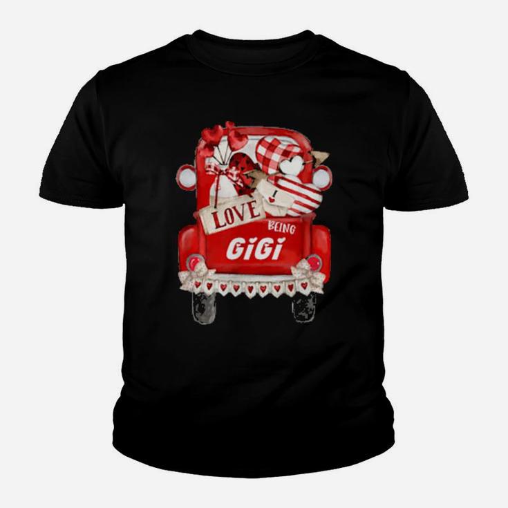 I Love Being Gigi Truck Gnome Valentines Day Youth T-shirt