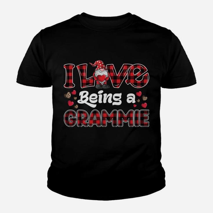 I Love Being Grammie Red Plaid Hearts Gnome Valentine's Day Youth T-shirt