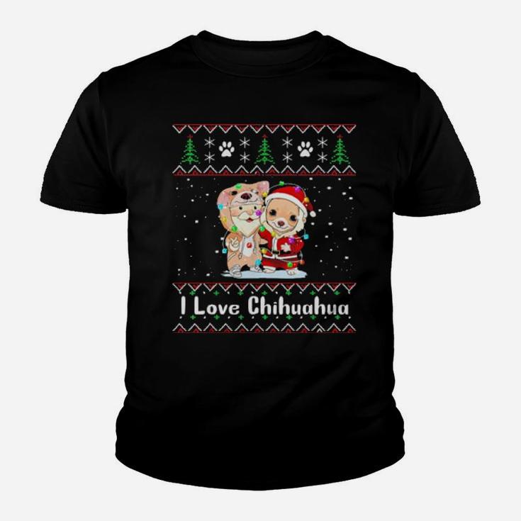 I Love Chihuahua Wearing Santa Suit Fairy Light Costume Gift Youth T-shirt