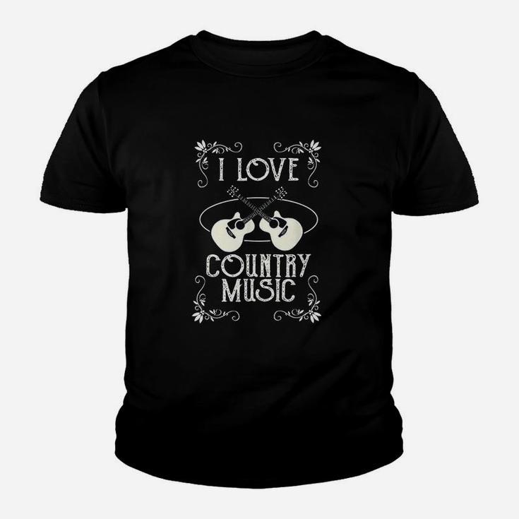 I Love Country Music Vintage Guitar Musician Youth T-shirt