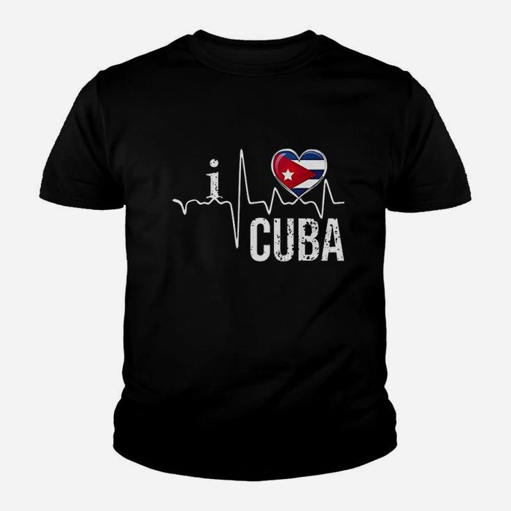 I Love Cuba Heartbeat Flag Youth T-shirt