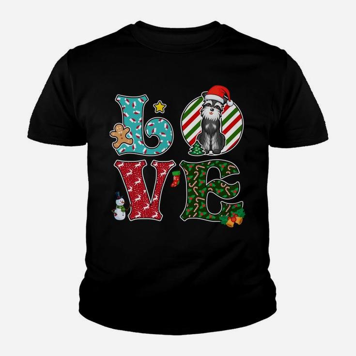 I Love Dog Schnauzer Christmas Sweatshirt Youth T-shirt