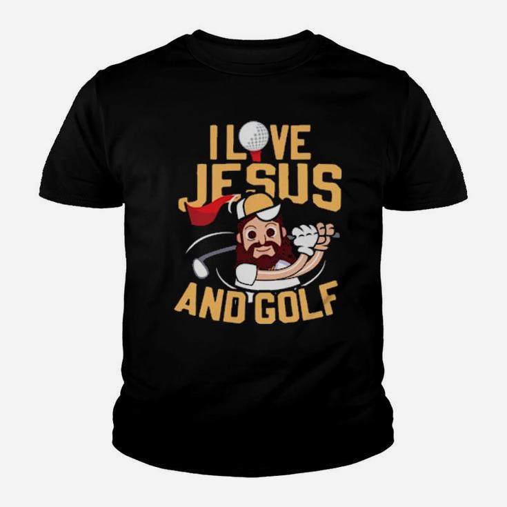 I Love Jesus And Golf Christian Cartoon Sports Beard Youth T-shirt