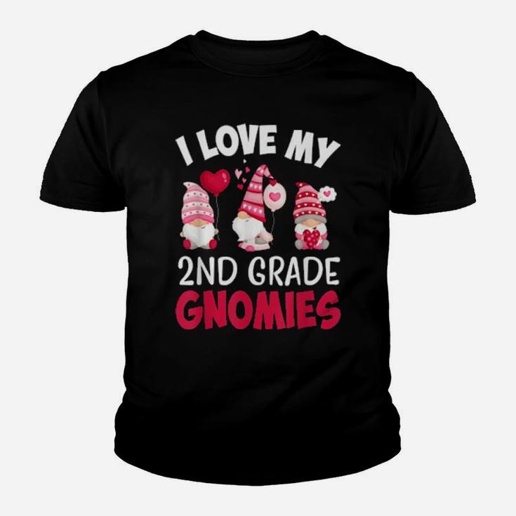 I Love My 2Nd Grade Gnomies Cute Valentines Day Teacher Youth T-shirt