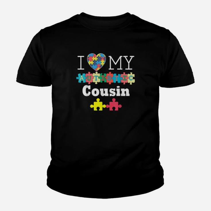 I Love My Autistic Cousin Autism Awareness Day Rainbow Youth T-shirt