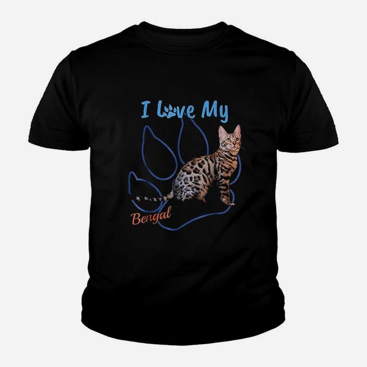 I Love My Bengal Best Cat Lover Paw Print Youth T-shirt