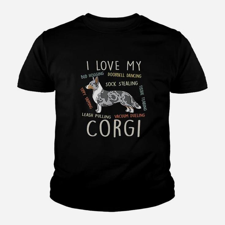 I Love My Cardigan Welsh Corgi Dog Mom Dad Funny Cute Gift Youth T-shirt