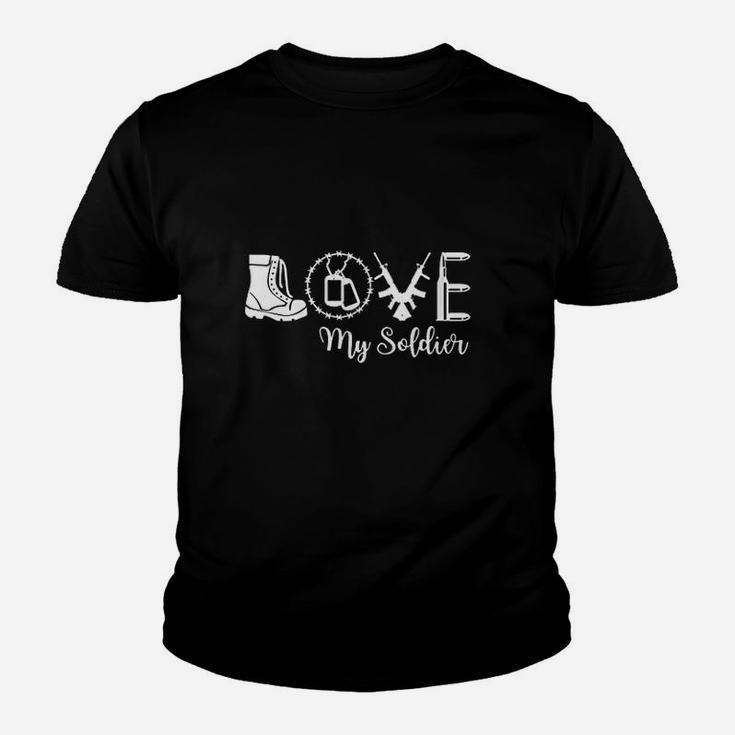 I Love My Soldier Proud Army Mother Wife Girlfriend Sister Youth T-shirt