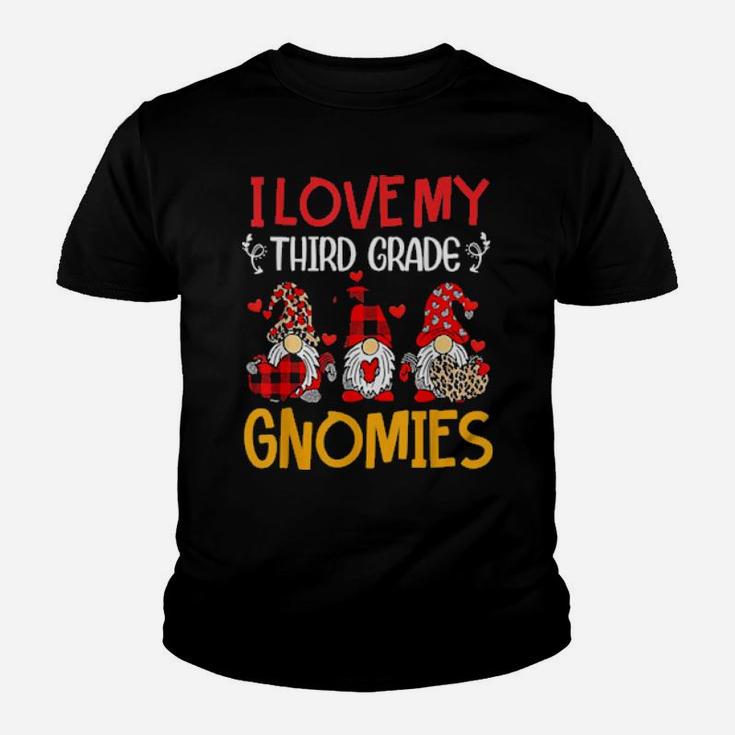 I Love My Third Grade Gnomies Valentine Heart Teacher Youth T-shirt