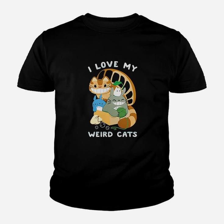 I Love My Weird Cats Black Youth T-shirt