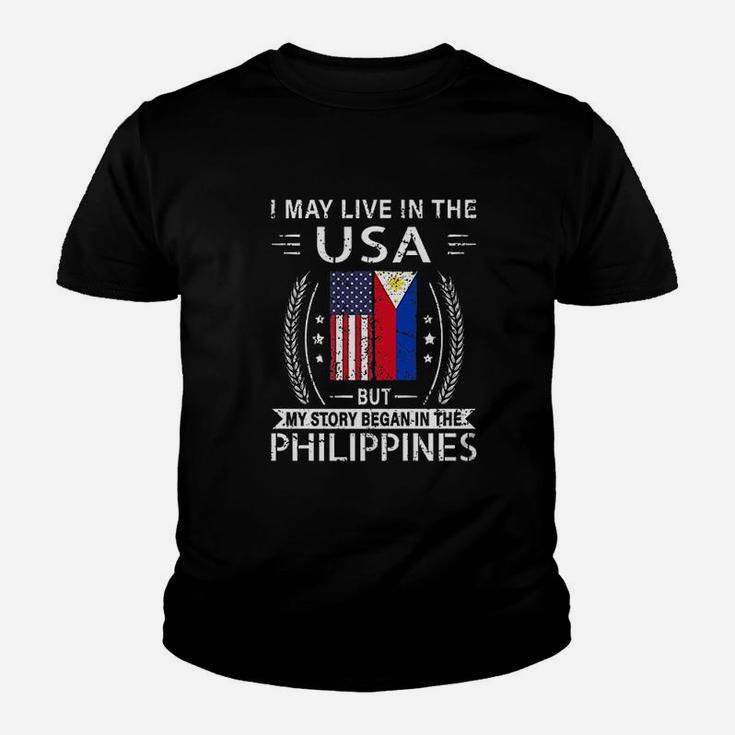 I May Live In The Usa The Philippines Flag Youth T-shirt
