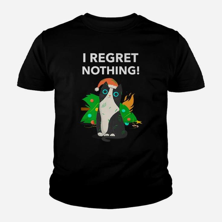 I Regret Nothing Funny Cat Christmas Youth T-shirt