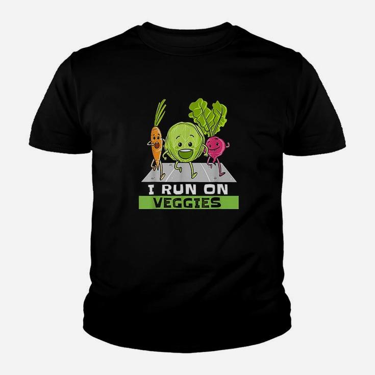 I Run On Veggies Funny Vegan Vegetarian Runner Gift Vegan Youth T-shirt
