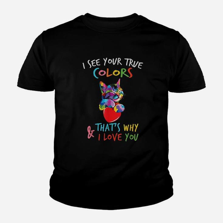 I See Your True Colors Cat Heart Youth T-shirt