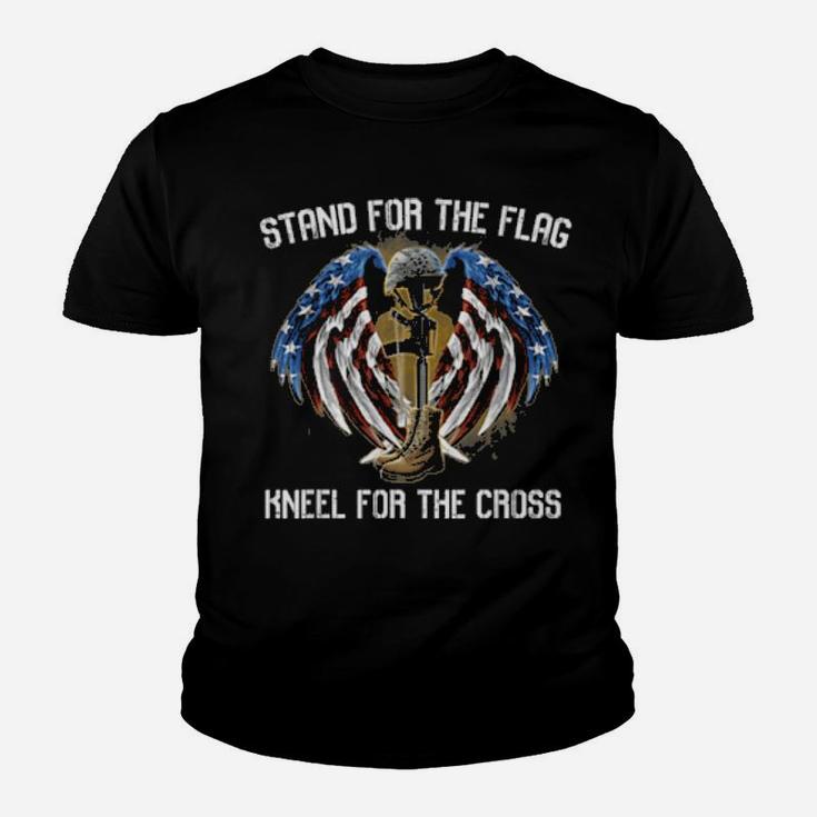 I Stand For The Flag And Kneel For The Cross  Usa Flag Youth T-shirt
