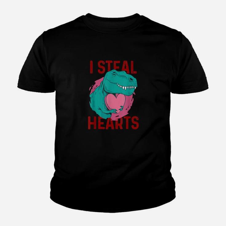 I Steal Hearts Valentines Day Cute Dinosaur T Rex Youth T-shirt