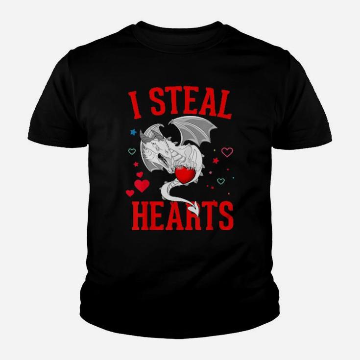 I Steal Hearts  Valentines Day Cute Dragon Youth T-shirt