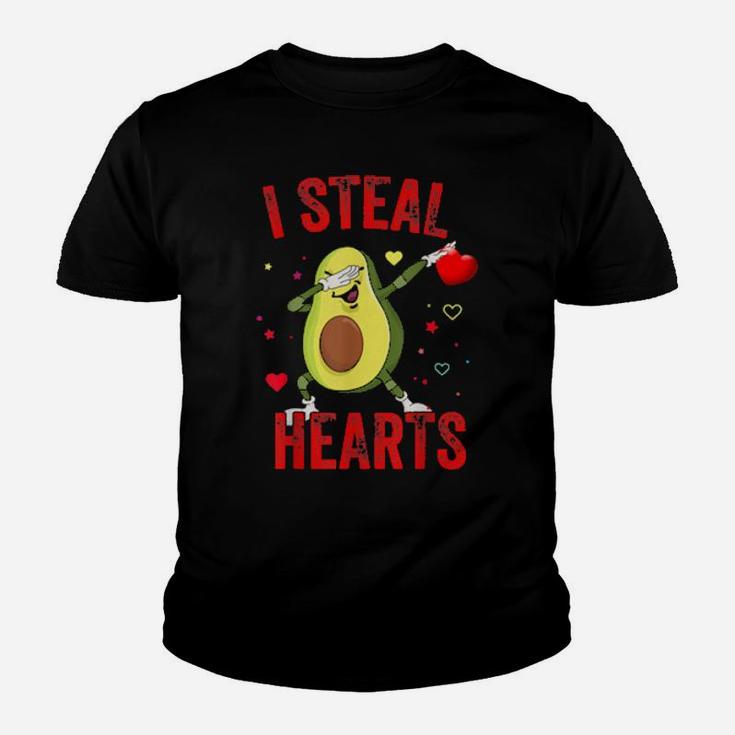 I Steal Hearts  Valentines Day Dabbing Avocado Youth T-shirt