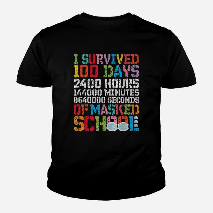 I Survived 100 Masked School Days Happy 100th Day Of School Youth T-shirt