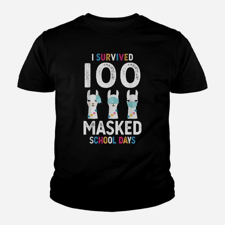 I Survived 100 Masked School Days Lama 100 Days Of School Youth T-shirt
