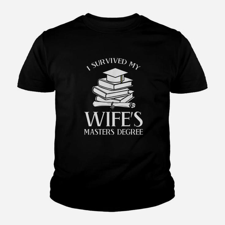 I Survived My Wife Masters Degree Graduation Book Lovers Youth T-shirt