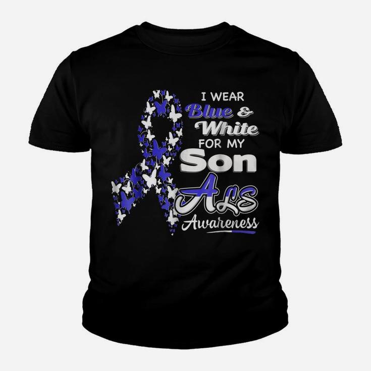 I Wear Blue And White For My Son - Als Awareness Shirt Youth T-shirt