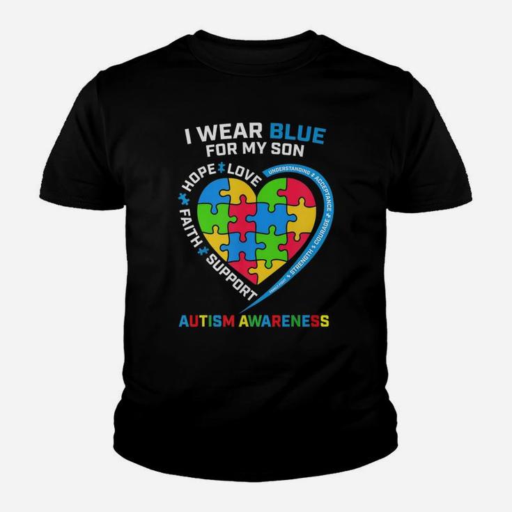 I Wear Blue For My Son Autism Awareness Youth T-shirt