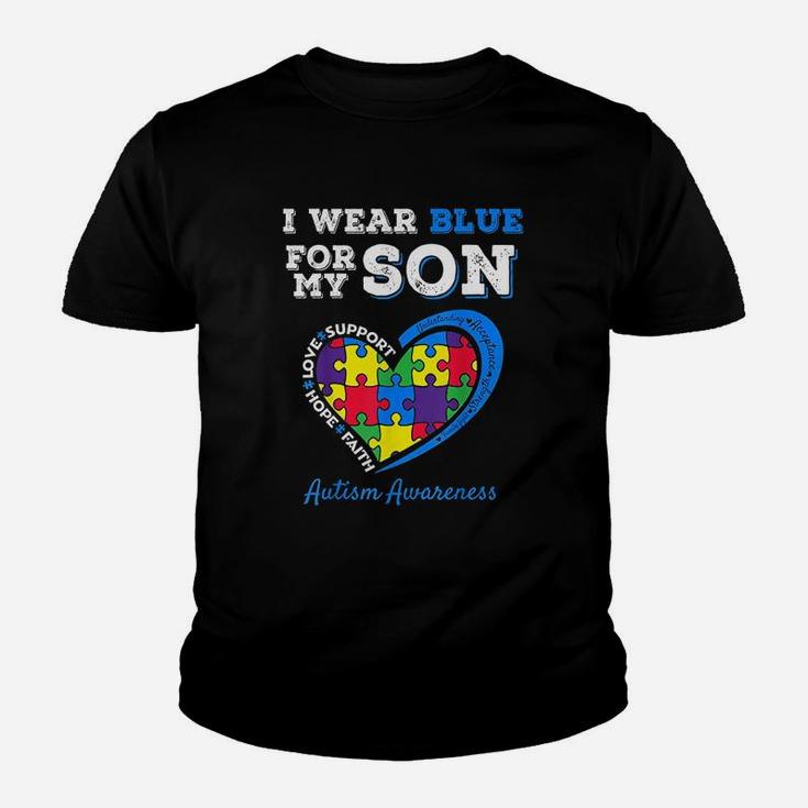 I Wear Blue For My Son Autism Awareness Youth T-shirt