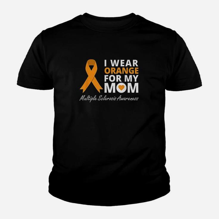 I Wear Orange For My Mom Ms Awareness Ribbon Warrior Youth T-shirt