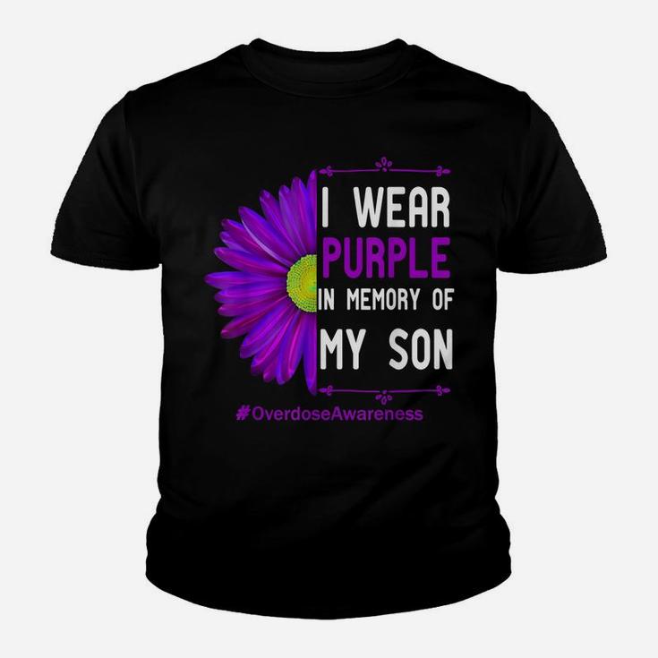 I Wear Purple Ribbon For My Son Overdose Awareness Dad Mom Youth T-shirt