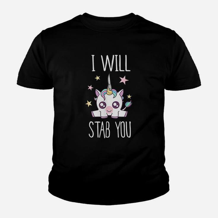 I Will Stab You Funny Unicorn Youth T-shirt