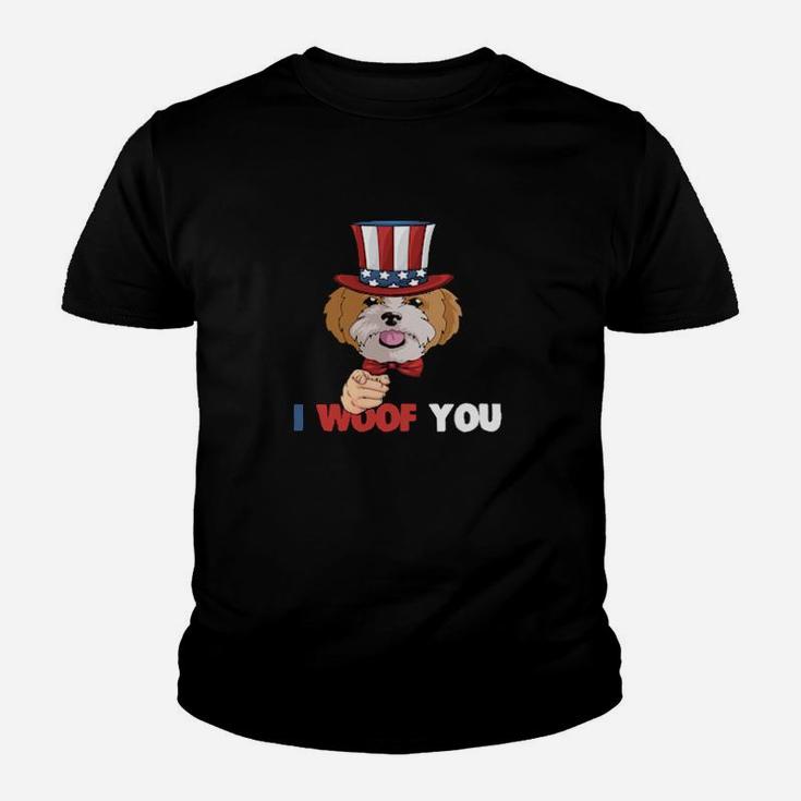 I Woof You 4Th Of July Independence Cute Dogs Youth T-shirt