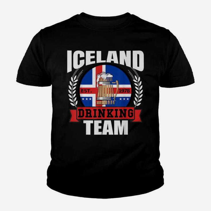Iceland Drinking Team Funny Icelandic Flag Beer Party Gift Youth T-shirt