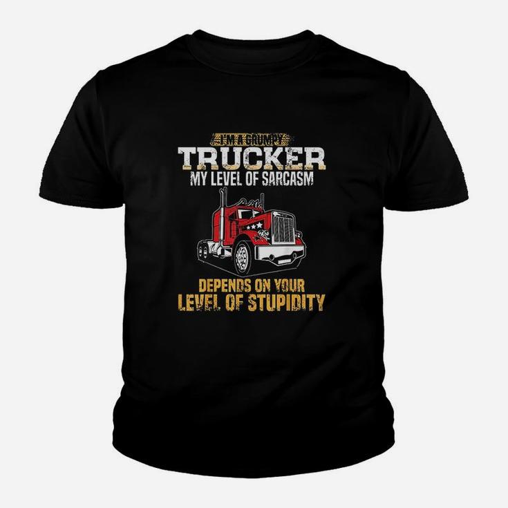 Im A Grumpy Trucker Funny Truck Driver Gifts Trucking Dads Youth T-shirt