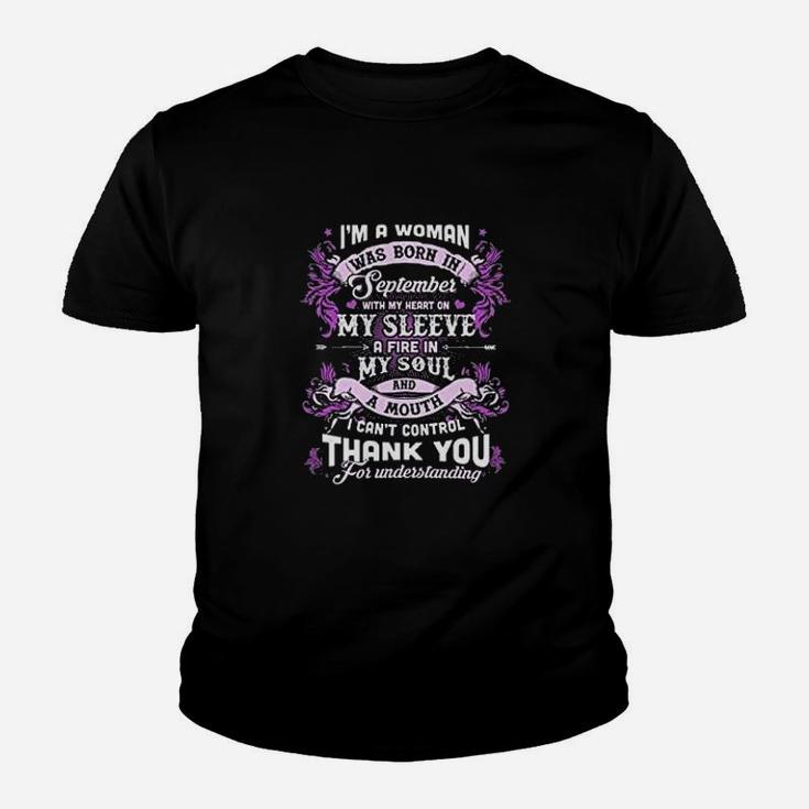 Im A Woman Was Born In September With My Heart Birthday Youth T-shirt