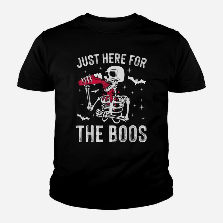 I'm Just Here For The Boos Funny Skeleton Drinking Wine Youth T-shirt