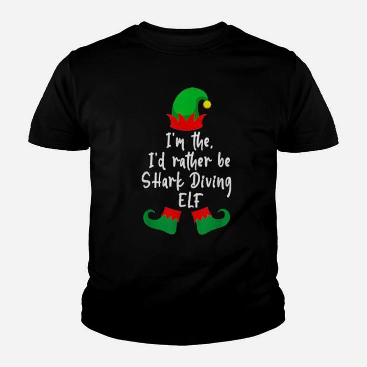 I'm The I'd Rather Be Shark Diving Elf Diver Xmas Youth T-shirt