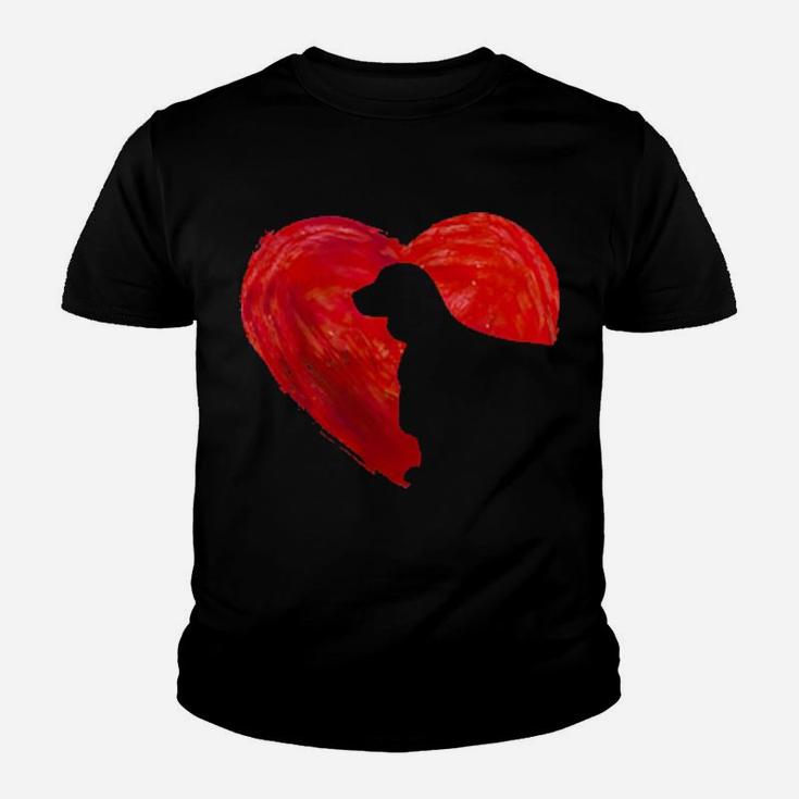 In My Heart Valentine's Day Silhouette Welsh Springer Spaniel Youth T-shirt