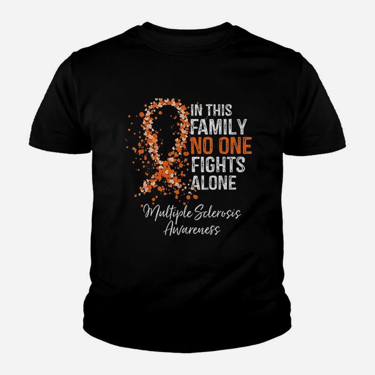 In This Family No One Fights Alone Multiple Sclerosis Youth T-shirt