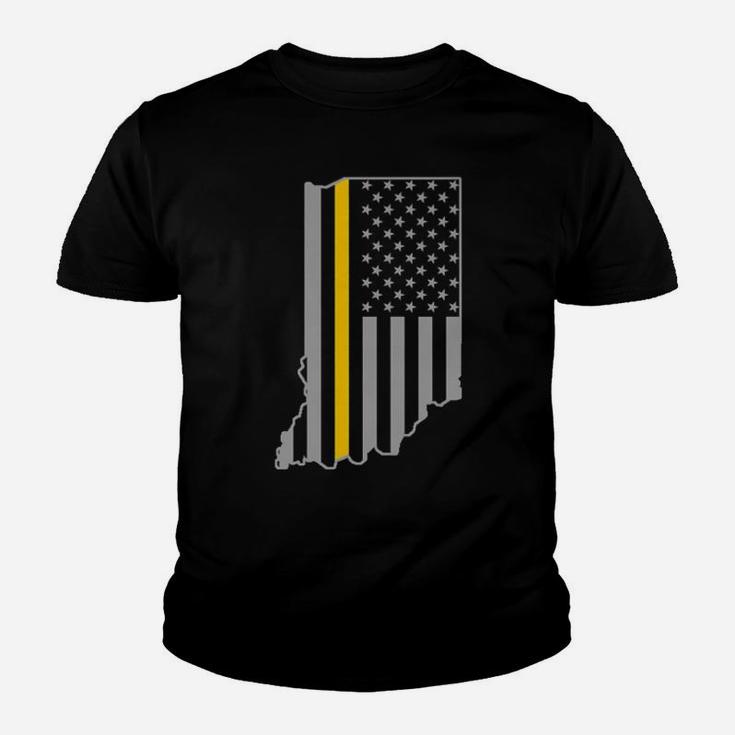 Indiana Thin Gold Line Flag Police Operator 911 Dispatcher Youth T-shirt