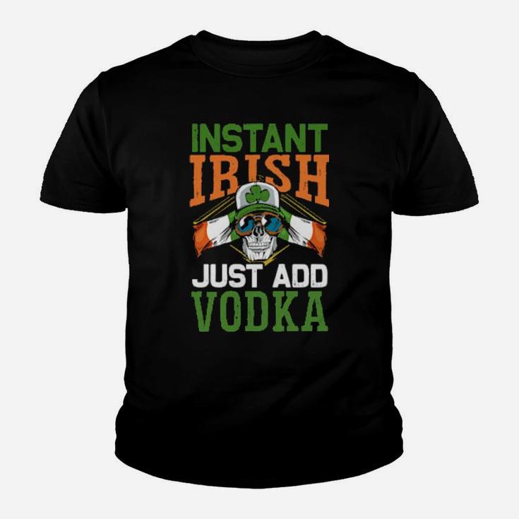 Instant Irish Just Add Vodka Vintage Ireland Flag Skull Youth T-shirt