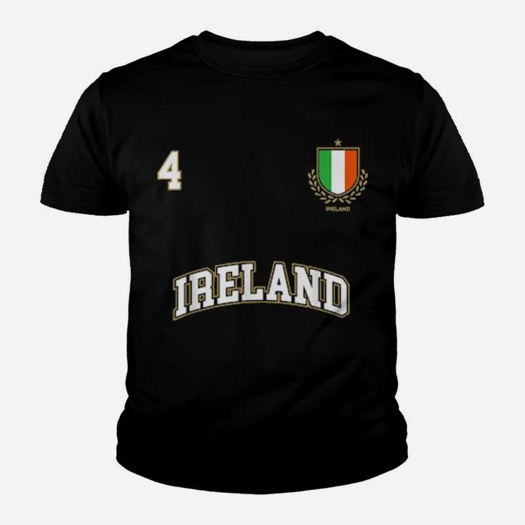 Ireland Team Sports Number 4 Soccer Irish Flag Shirt Youth T-shirt
