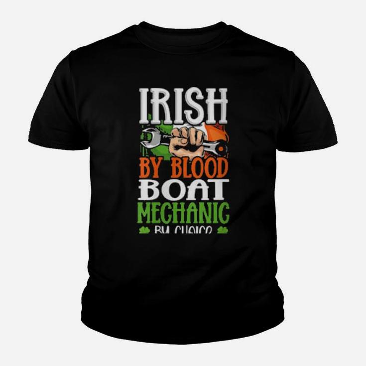 Irish By Blood Boat Mechanic By Choice Fun Ireland Flag Youth T-shirt