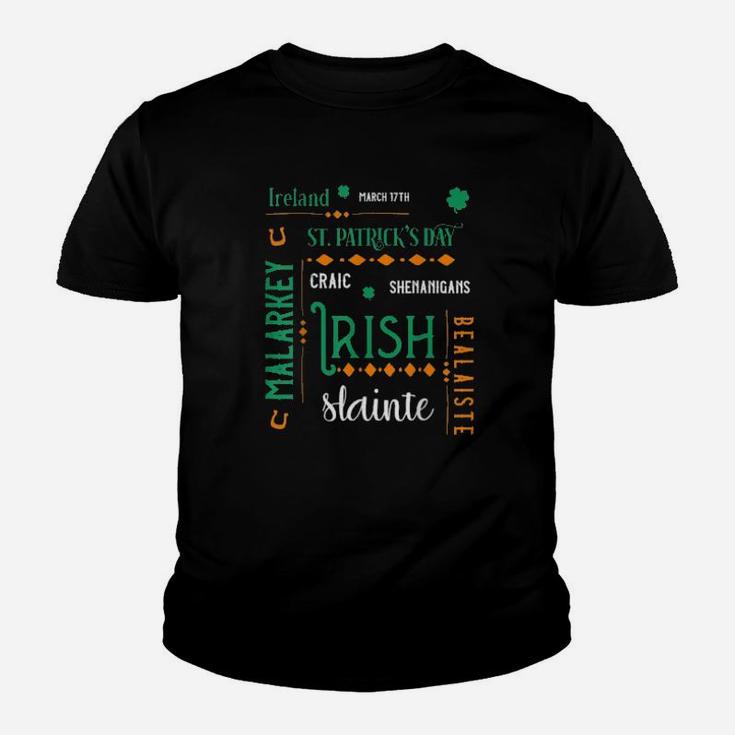 Irish Flag Colors St Patricks Day Shenanigans Typography Youth T-shirt