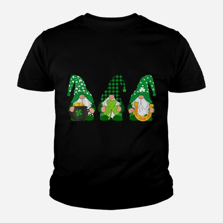 Irish Gnomes Shamrock Clover Green Plaid St Patricks Day Youth T-shirt