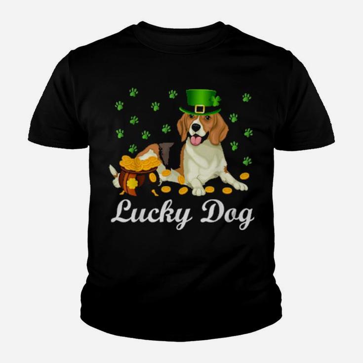 Irish Leprechaun Hat Lucky Beagle Dog St Patricks Day Youth T-shirt