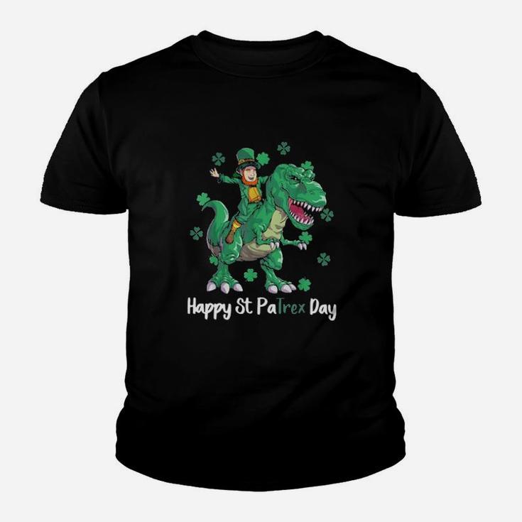 Irish Riding Dinosaurs Happy St Patricks Day Youth T-shirt