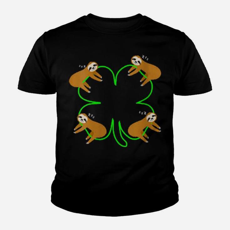Irish Shamrock Leprechaun Sloth St Patricks Day Youth T-shirt